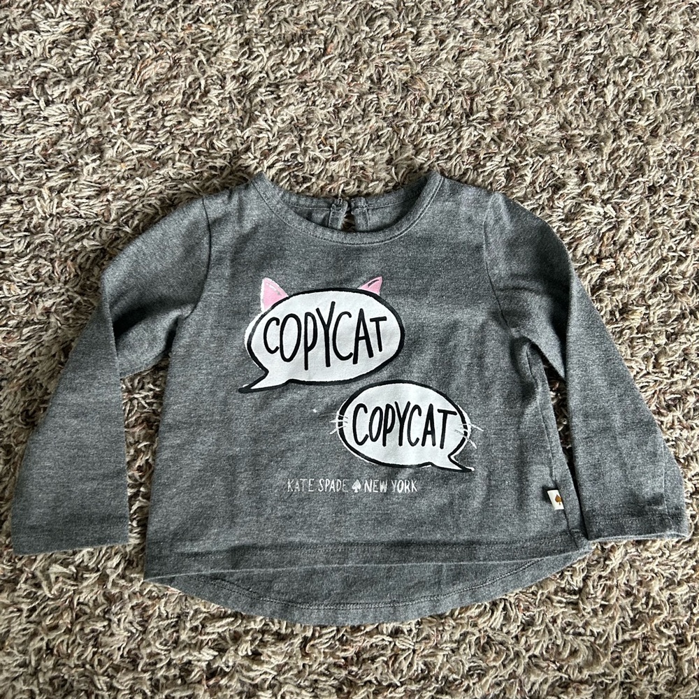 Kate Spade Gray Copycat Girls Long Sleeve Top | Size 12 Months